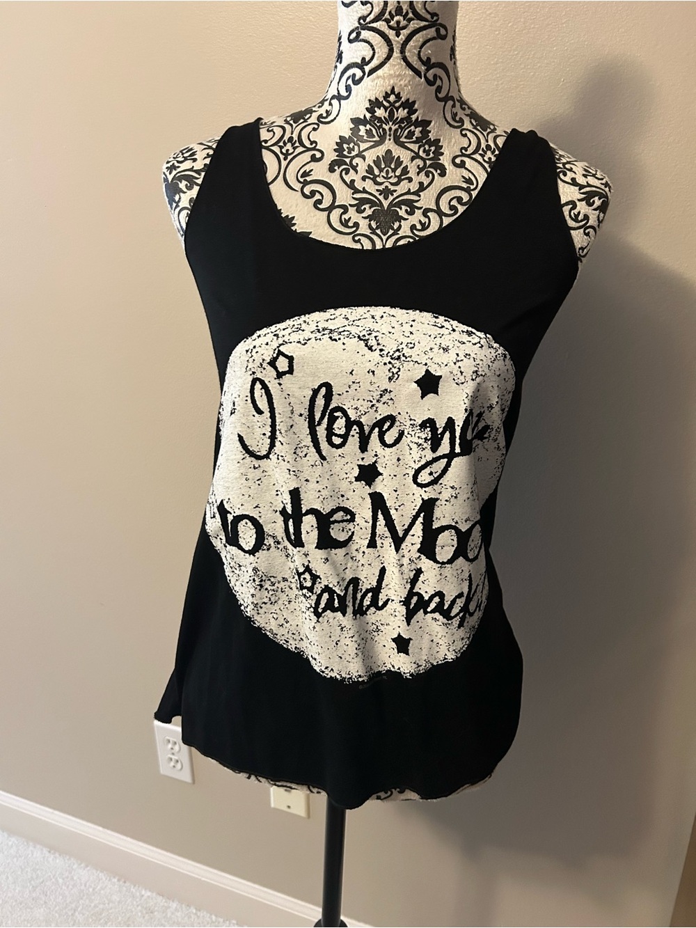 Black Graphic Tank Top - "I Love You to the Moon"